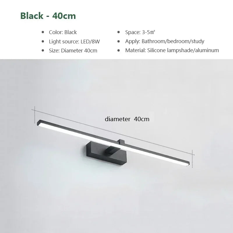 Versatile Tri-Colour Bathroom Sconce, for bathrooms and bath mirrors, three switchable colour temperatures, for bathroom, tri-colour switching