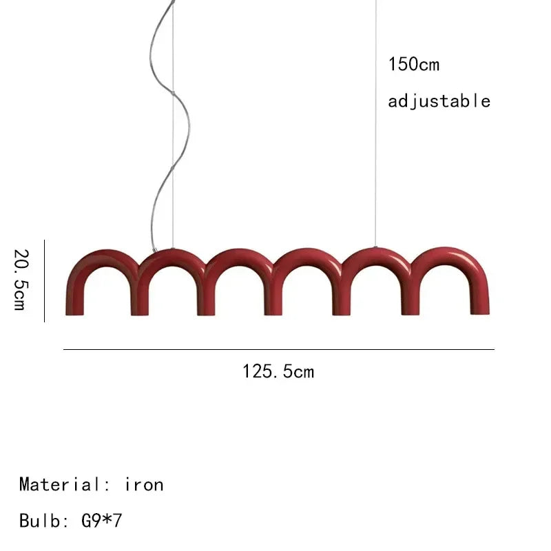 Product photo of the arched pendant light.