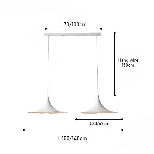 Designer Pendant, for dining tables and bar counters, a pared-back designer silhouette, for dining room, pared-back designer shade
