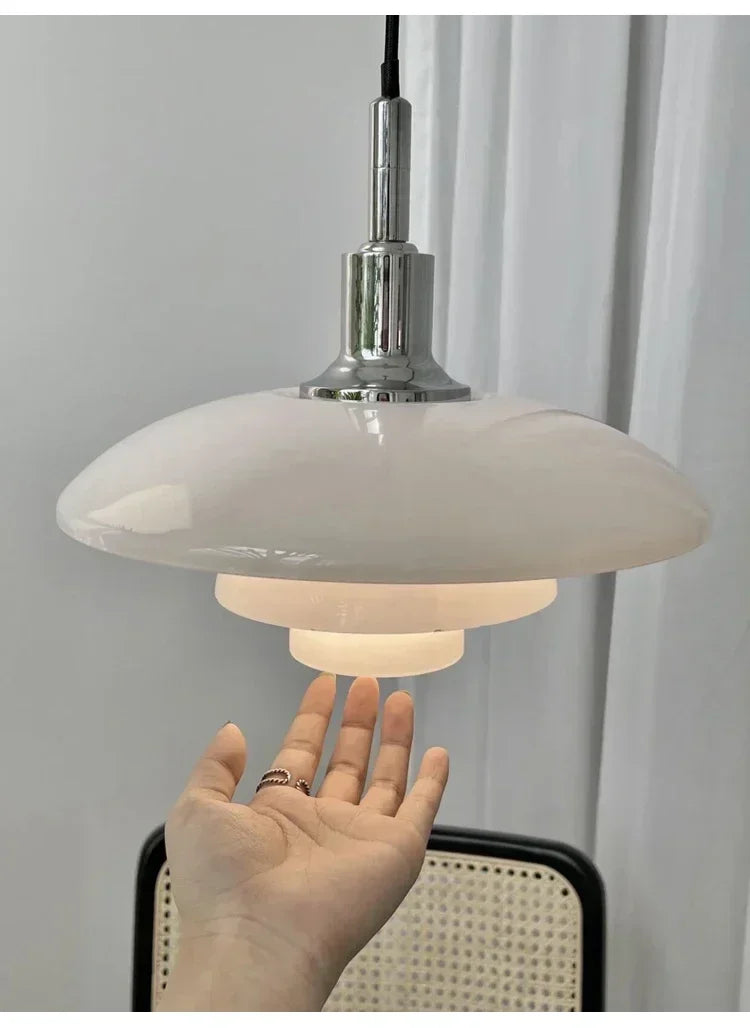 Refined Three-Layer Dish Pendant, for dining rooms, hotels and exhibition spaces, for restaurant, D28.5cm three-tier profile