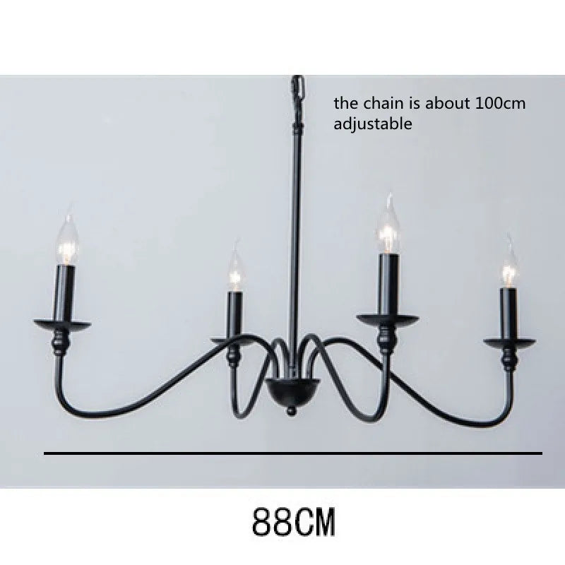 Candle Chandelier with Sweeping Curved Arms in Black or Gold