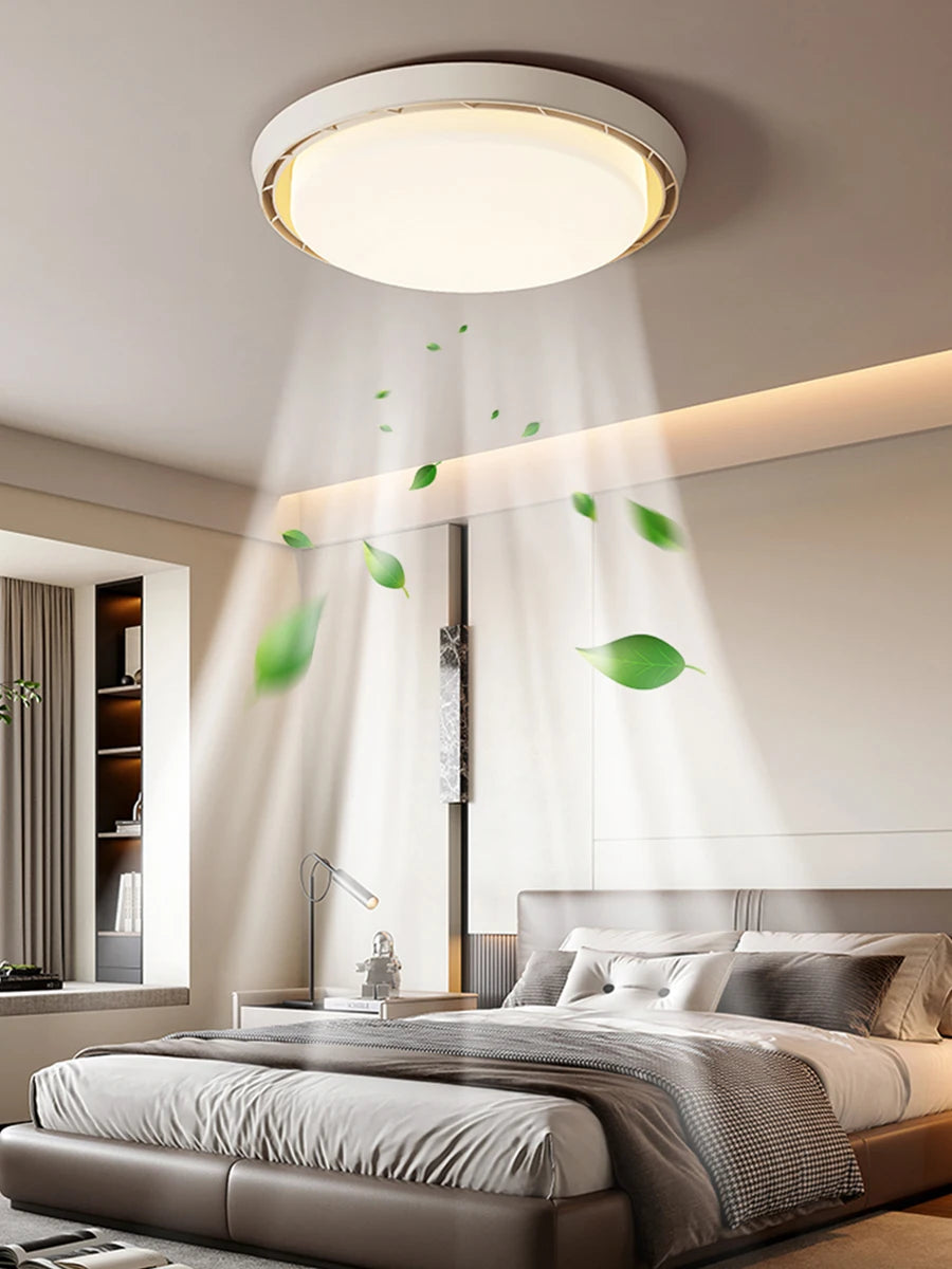 Modern Smart Bladeless Ceiling Fan with LED Light – Walnut Wood Effect Ceiling Fan Light with Remote Control for Bedroom, Living Room & Home