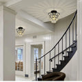 Modern French Crystal Ceiling Light | Luxury Gold & Black Small Chandelier | Crystal Ceiling Lamp for Hallway, Bedroom, Living Room, Dining Room & Entryway