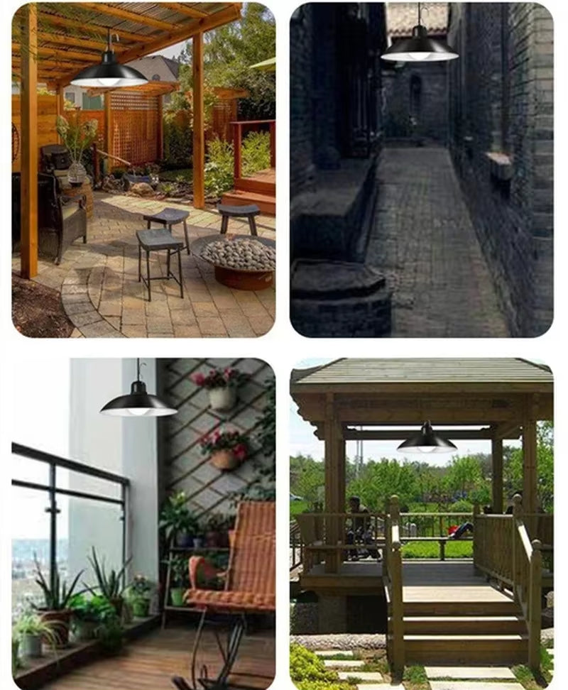 Solar LED Pendant Light – Waterproof Outdoor Hanging Light with Remote Control for Gazebo, Shed, Barn, Patio & Garden (Single or Double Head)