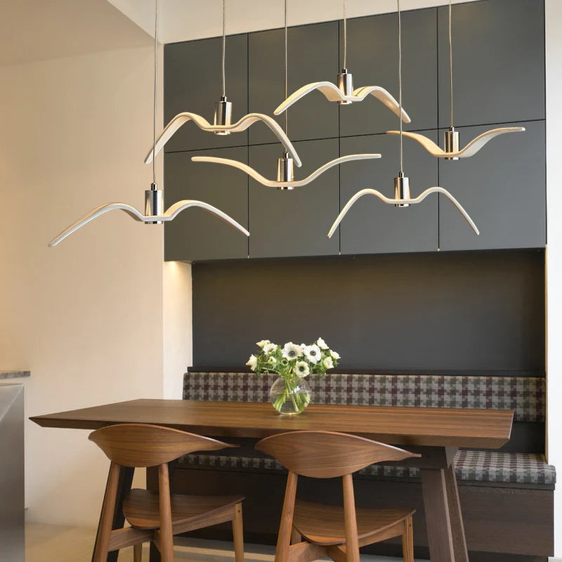 Nordic Seagull LED Pendant Light – Modern Bird Chandelier for Kitchen Island, Dining Room, Living Room, Bar & Café