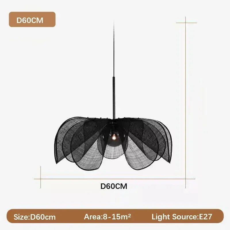 Wabi Sabi Fabric Flower LED Indoor Pendant Lighting,Hanging Lamp Hotel Restaurant Island Lamp Dining Living Room Decorations,E27