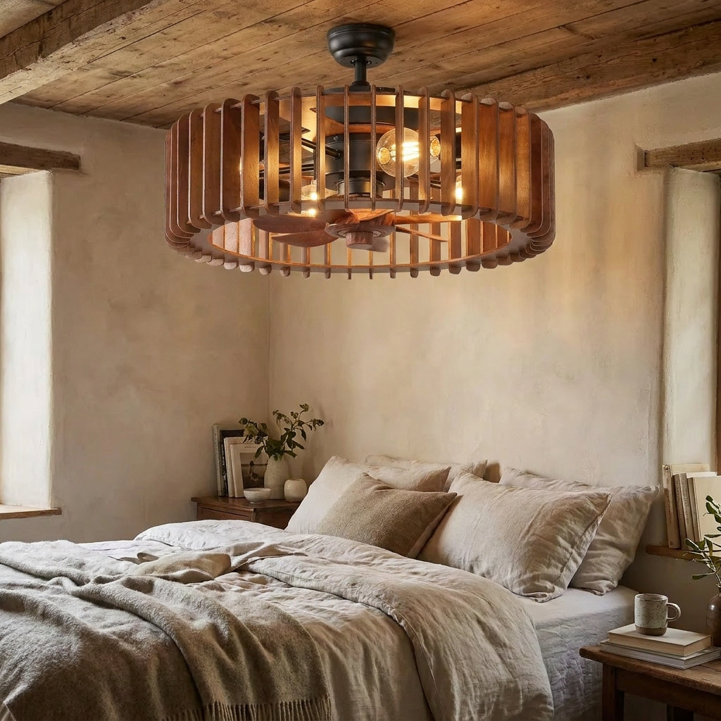 Scandinavian Wooden Ceiling Fan Light - lifestyle