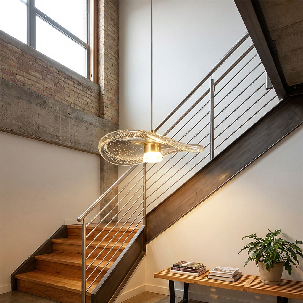 Modern Glass Staircase Pendant Light - lifestyle