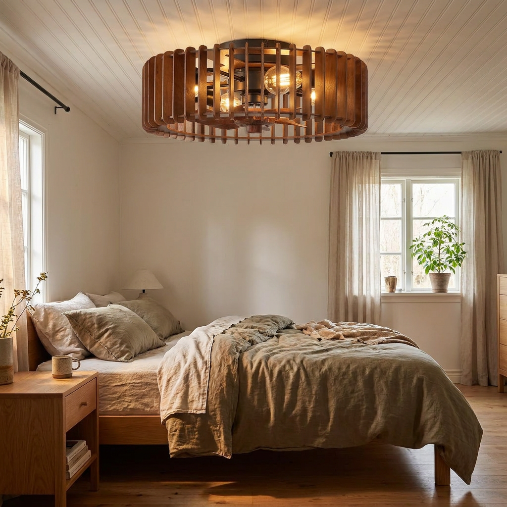 Scandinavian Wooden Ceiling Fan Light - lifestyle (regenerated)