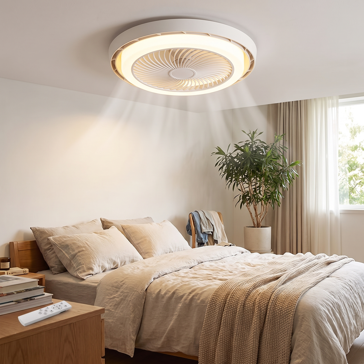 Modern Bladeless Ceiling Fan with LED Light - lifestyle