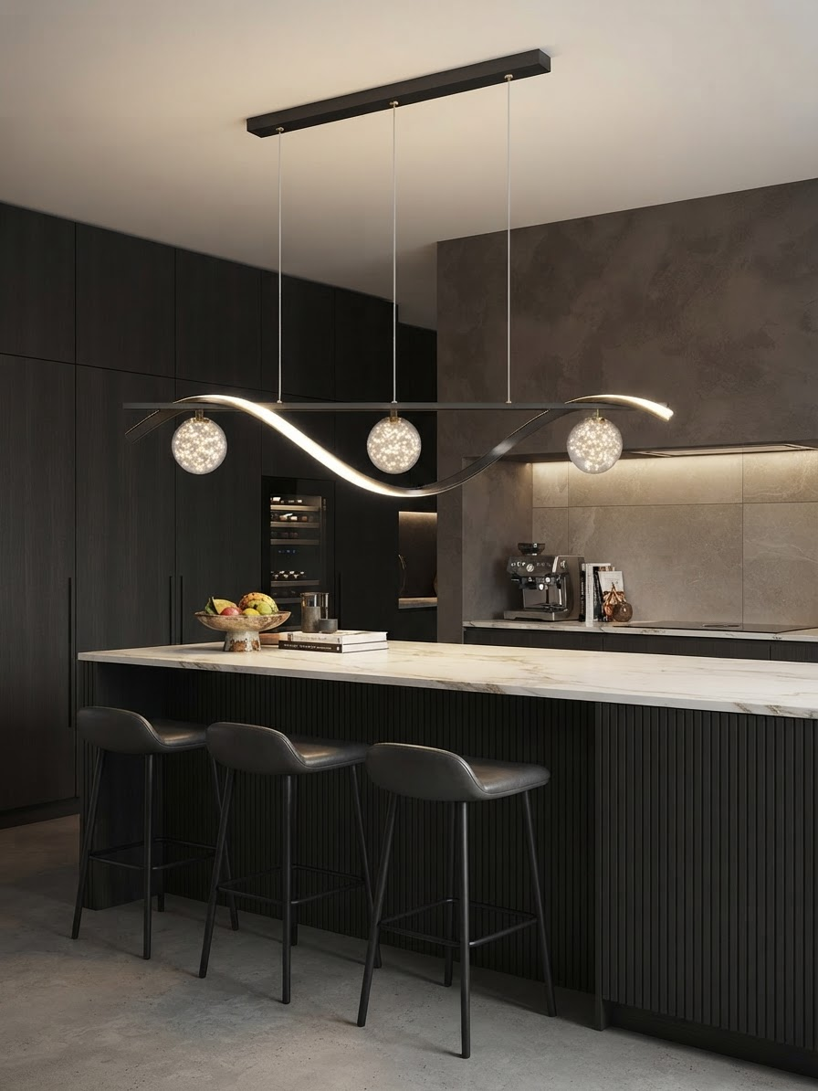 Modern Minimalist LED Pendant Lamp in a kitchen - hero