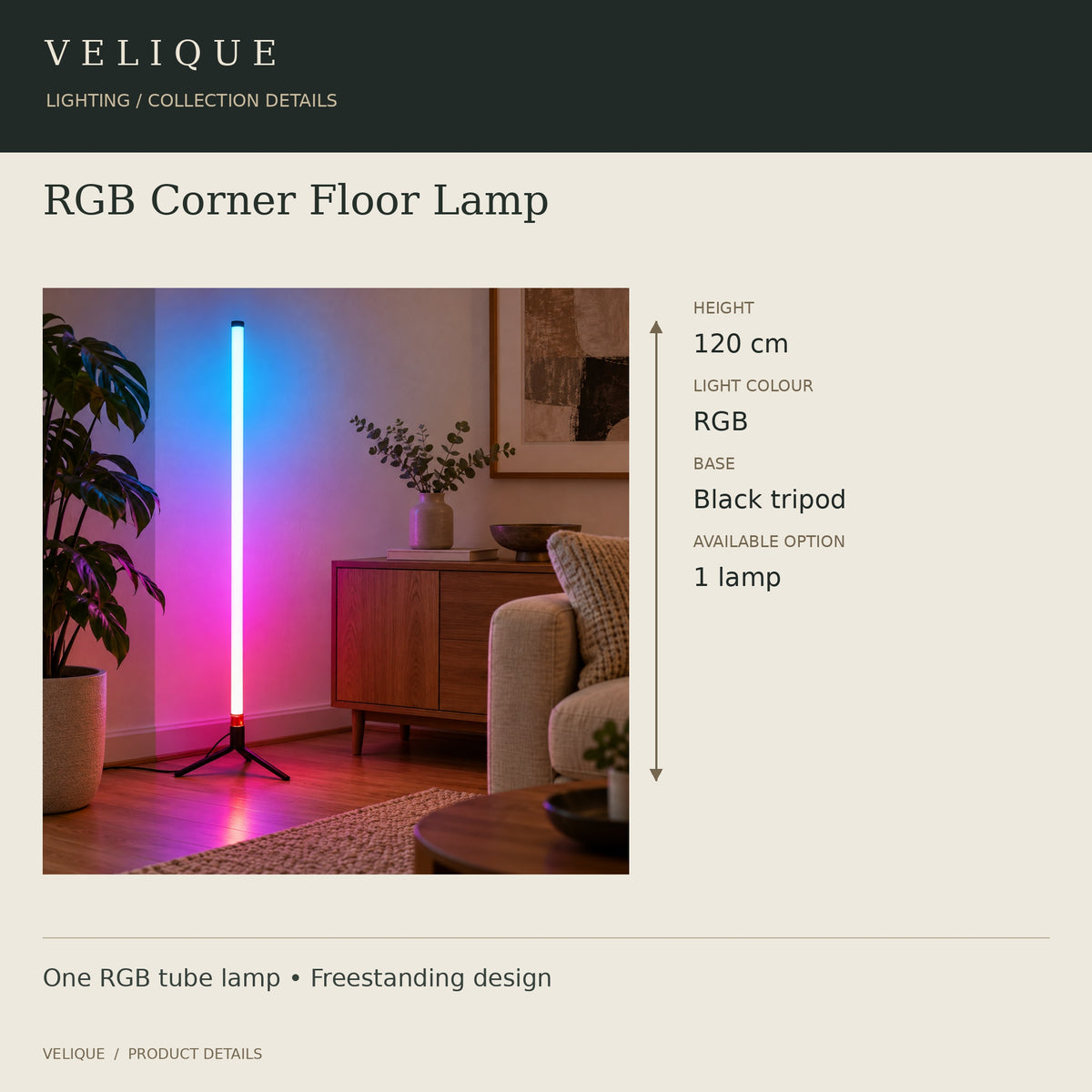RGB Corner Floor Lamp: available options and product details